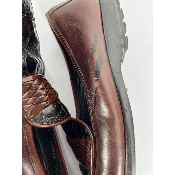 Bragano Loafers Brown Black Woven Genuine Crocodile Leather Italy Men’s 9.5M main image 11